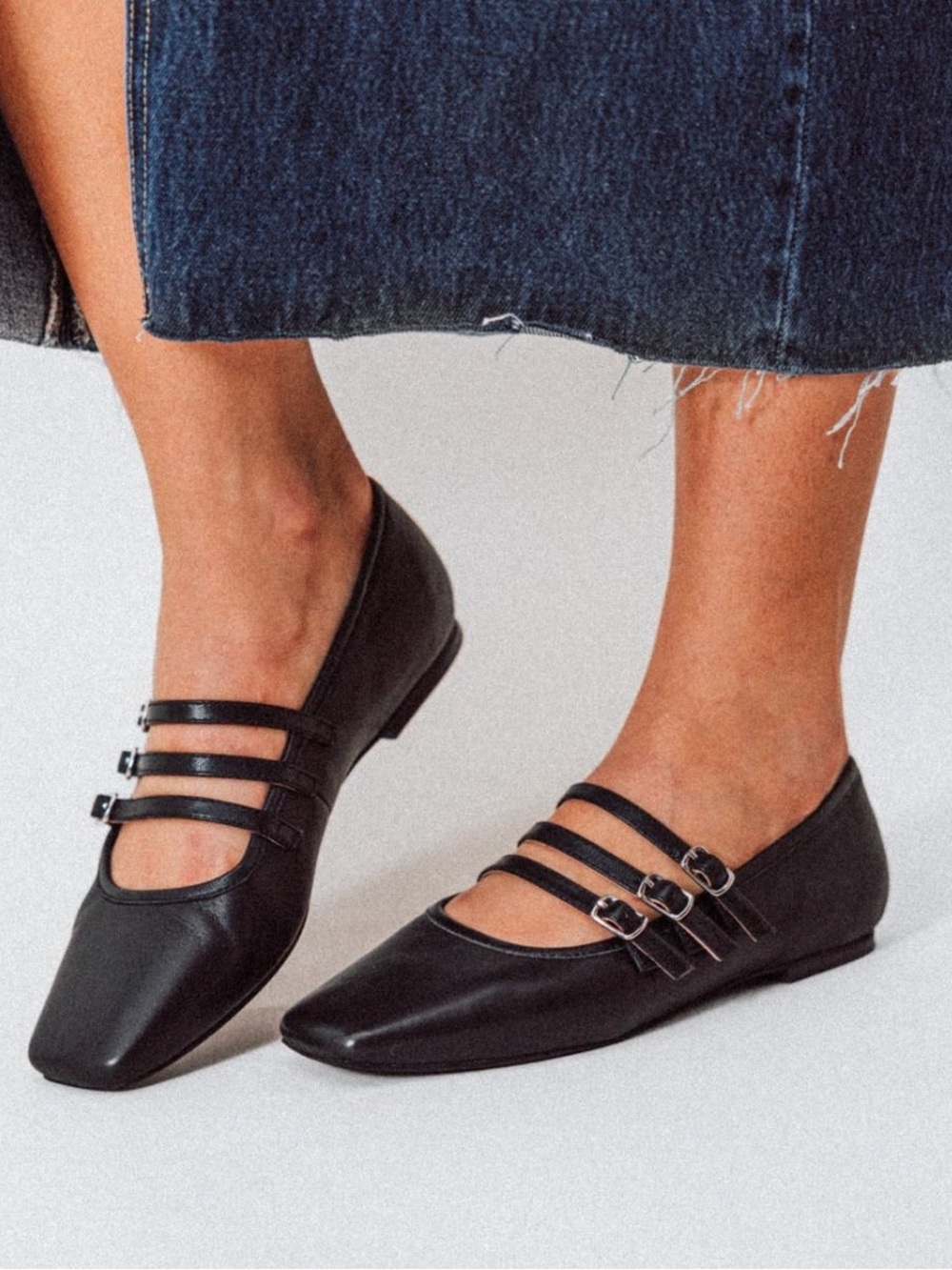 Matisse Black Mary Jane Triple-Strap Flats